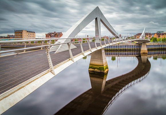 The Tradeston Footbridge over the river Clyde in Glasgow, Scotland